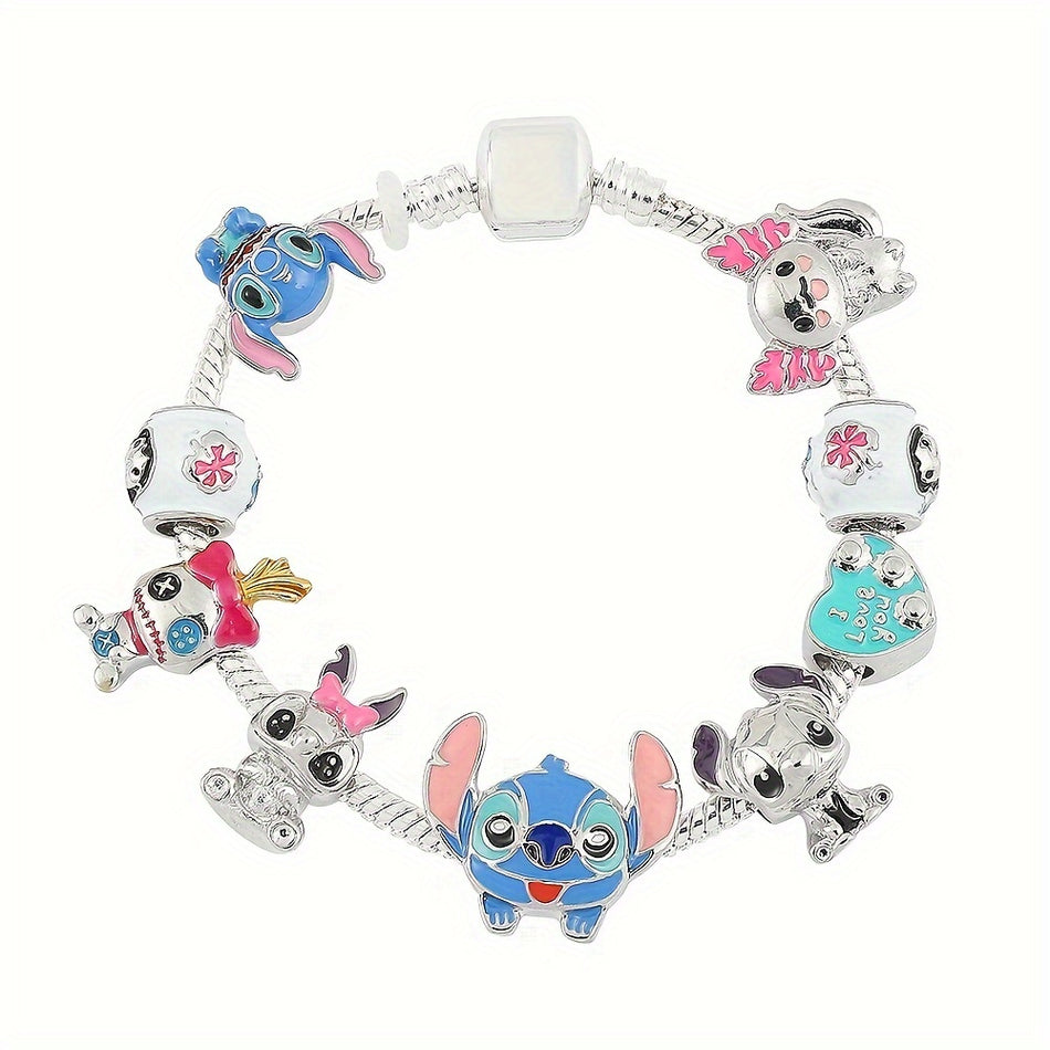 [Authorized]1pc 17/19/21cm  Stitch Hand Jewelry, Cartoon Lilo & Stitch Inspired Beaded Bracelet, Jewelry Gifts For Girls