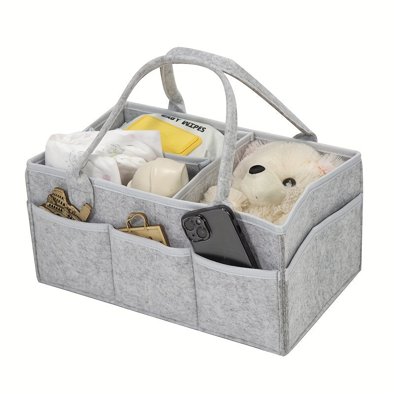 Grey Felt Cloth Mommy Basket Diaper Bag 🖤