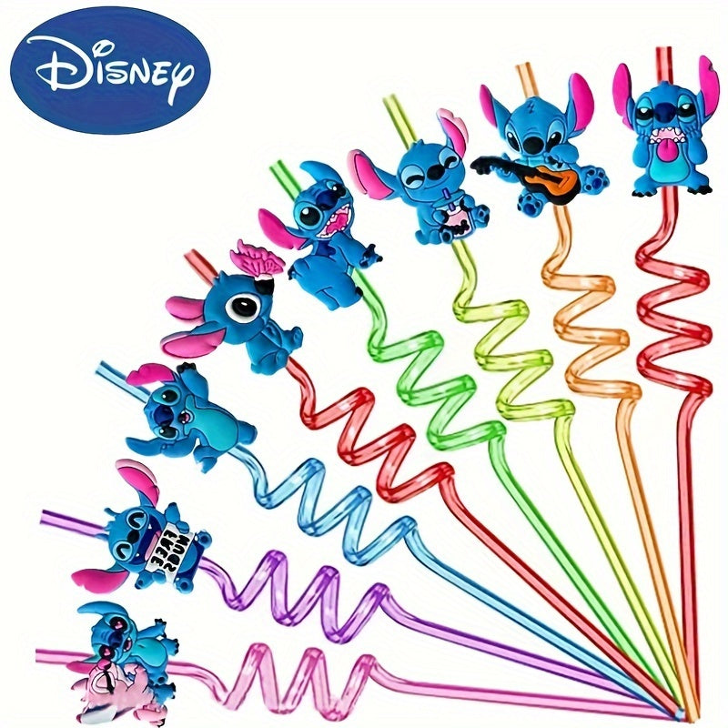 Stitch Yaratıcı Straw Stickers - 8pcs, Parti Dekoratif Saman Çıkartmaları - Kıbrıs