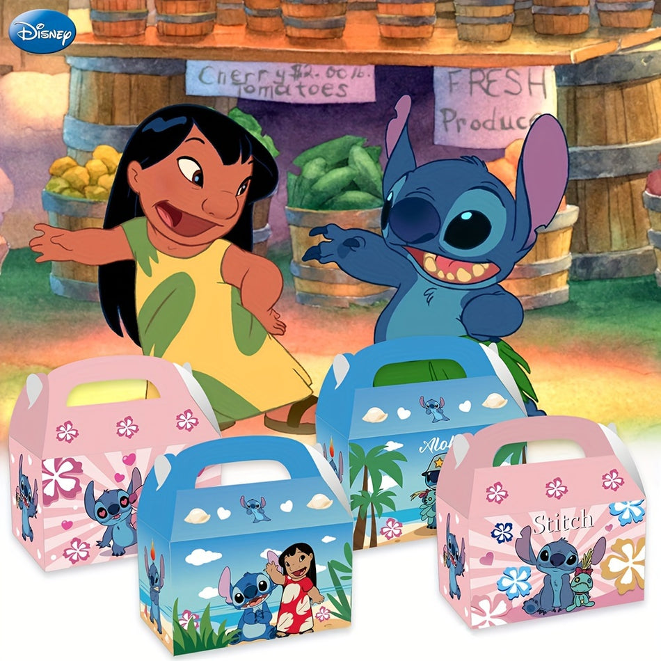 🔵 «Очаровательный стежок» Disney Stitch 12 Peect Pare Perse Boxs-Идеально подходит для празднования дня рождения и на открытом воздухе, экологически чистые подарочные пакеты для бумаги