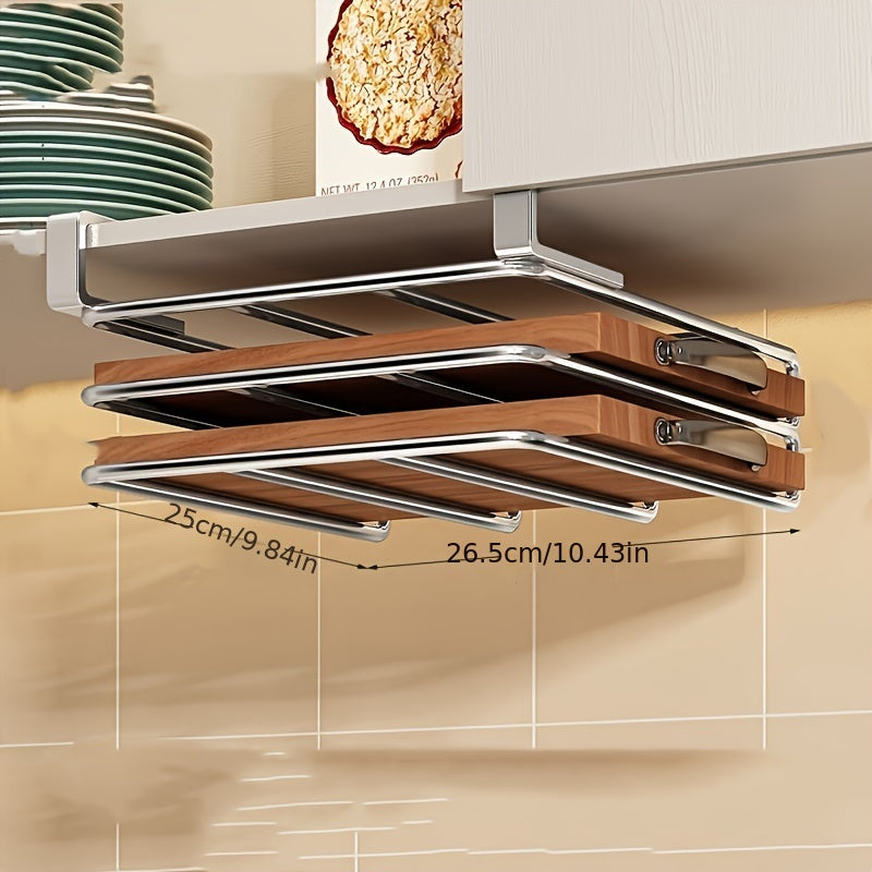 Stainless Steel Double Layer Cutting Board and Lid Storage Rack