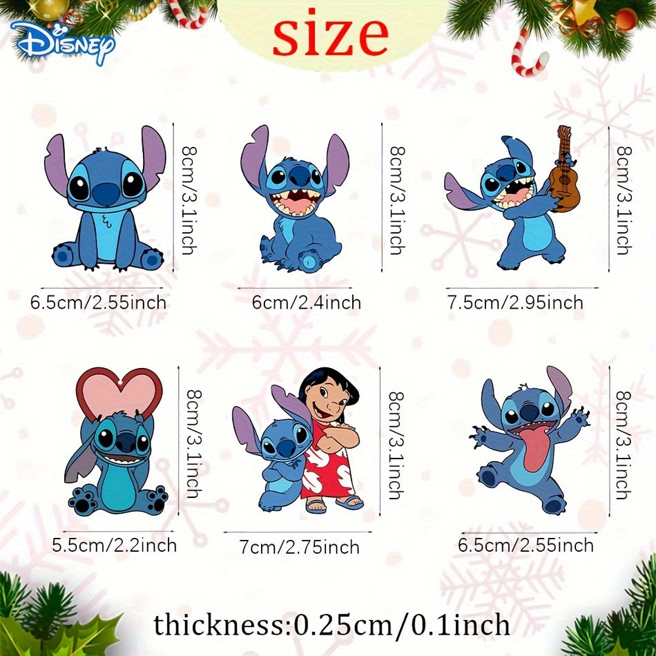 12 предметов  Stitch Деревянные украшения - яркий праздник Stitch Рисунки - Малый неэлектрический рождественский декор подвеса - идеально подходит для подарков - без перья и без батареи - Кипр