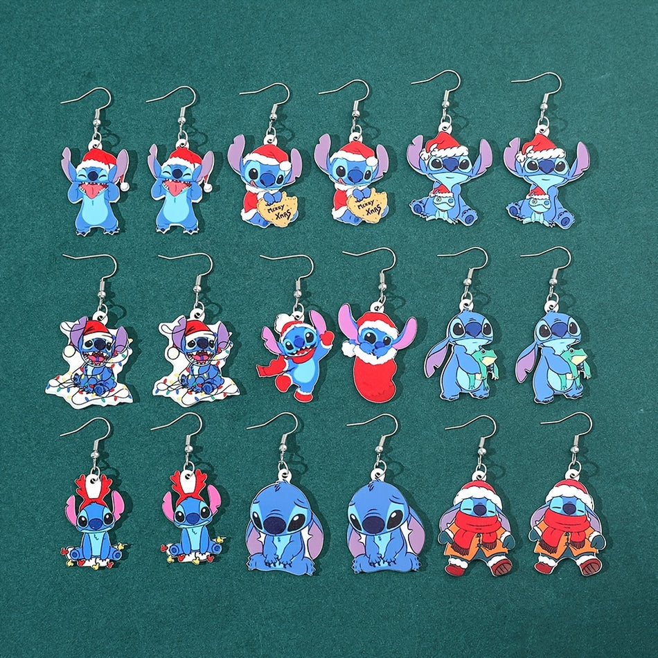 Lilo & Stitch Christmas Acrylic Pendant Ear Drop Earrings - Cyprus