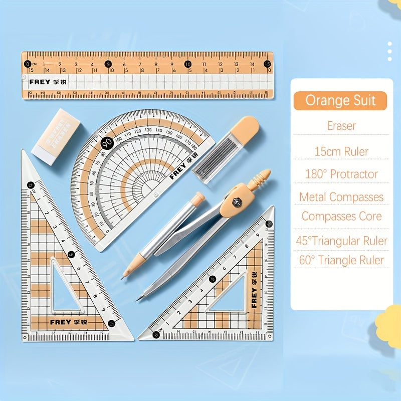 مجموعة مستلزمات مدرسية مكونة من 7 قطع - بوصلة ومسطرة ومثلث والمزيد - قبرص