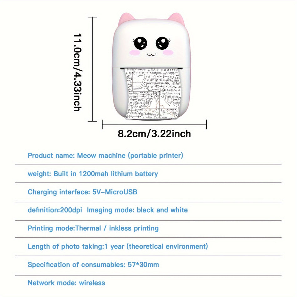 Pocket Thermal Printer w/ 10 Rolls Paper, Wireless Connectivity - Cyprus