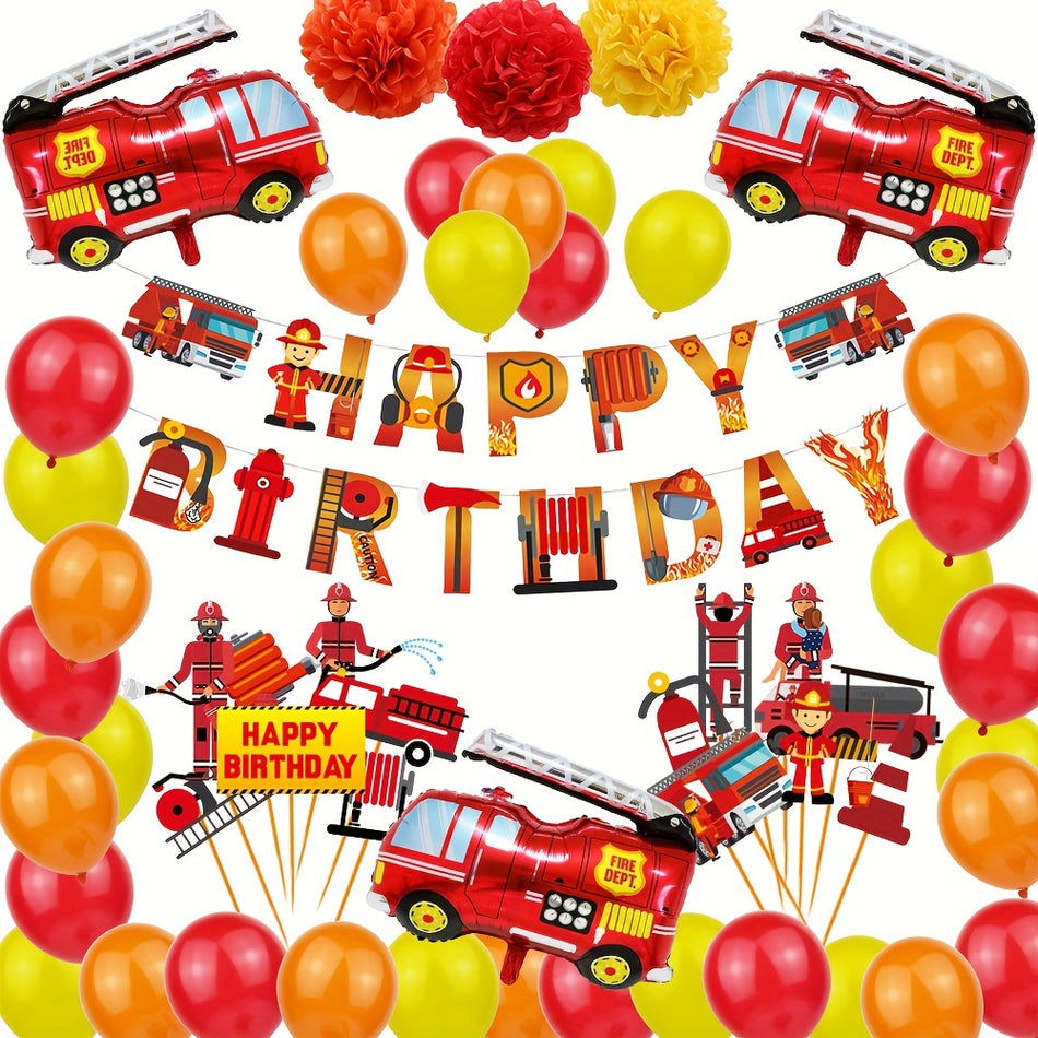 🔵 Firefighter Birthday Party Kit: Fire Truck Theme - Cyprus