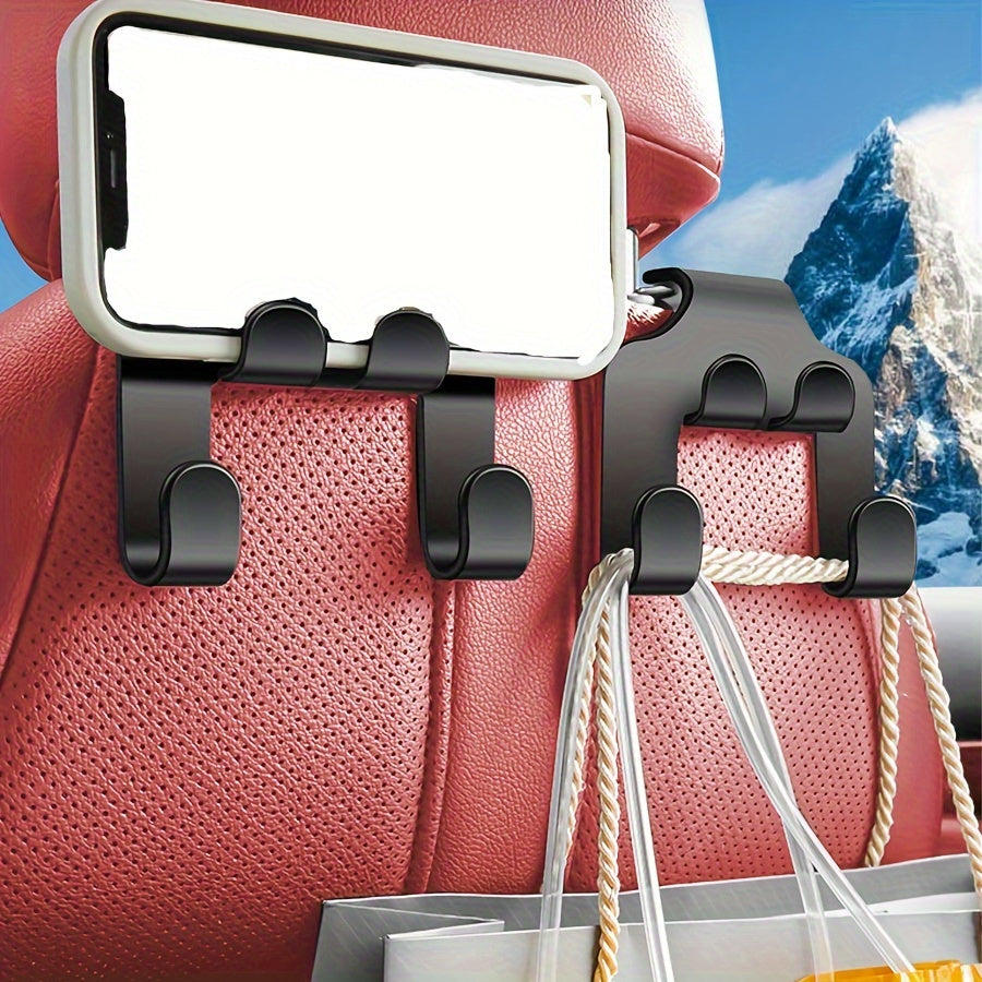 Car Rear Seat Hook with Multifunctional Phone Holder Hook