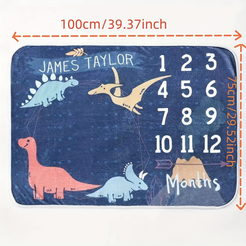 "Dinosaur Panda Print Throw Blanket & Infant Growth Milestone Photo Props"