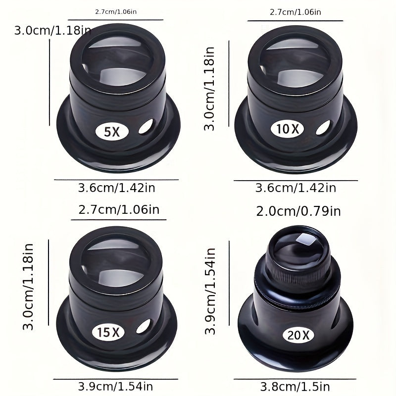 4-Piece Eye Loupe Magnifier Set for Watch Repair and Jewelry Making