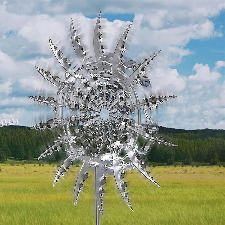 3D Kinetic Metal Wind Spinner - Magical Garden Sculpture