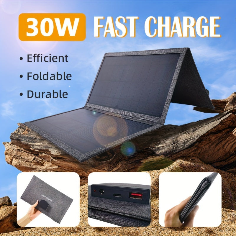 30W Portable Super Fast Charge Solar Panel - USB Powered For Outdoor Camping - Cyprus