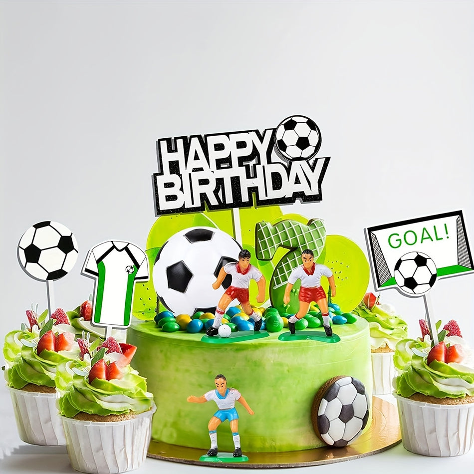 🔵 Football Cake Decorations 16pcs - Baked Scene Set, Theme Party Supplies - Baking Supplies - Cyprus