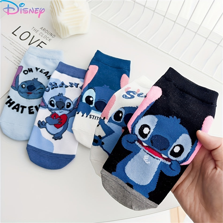 مجموعة جوارب نسائية Stitch - طراز أكاديمية كرتونية لطيف، قطن مسامي - قبرص