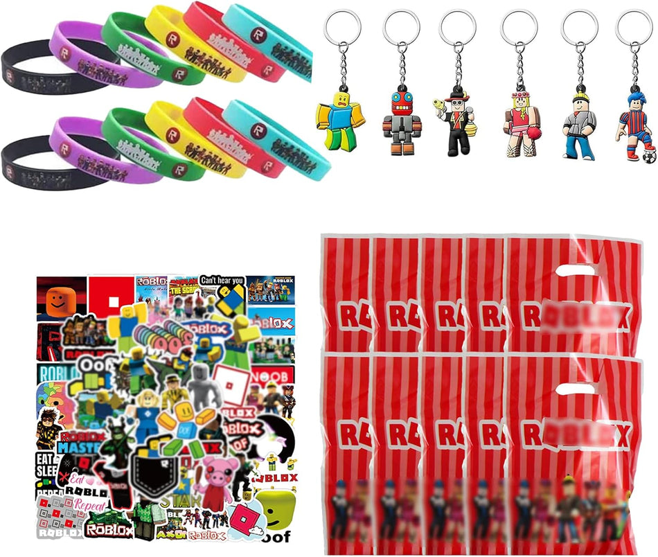 Roblox Party Essentials Bundle: Bracelets, Keychains, Stickers & More