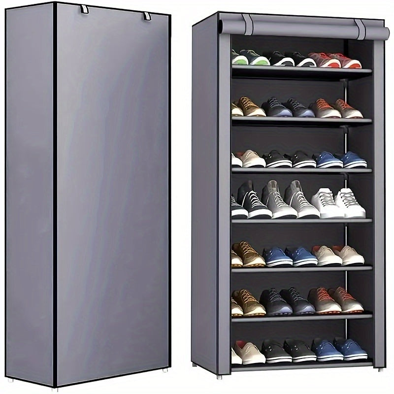 Rack de chaussures métalliques autoportant avec couvercle anti-poussière - Organisateur vertical de 6-10 niveaux