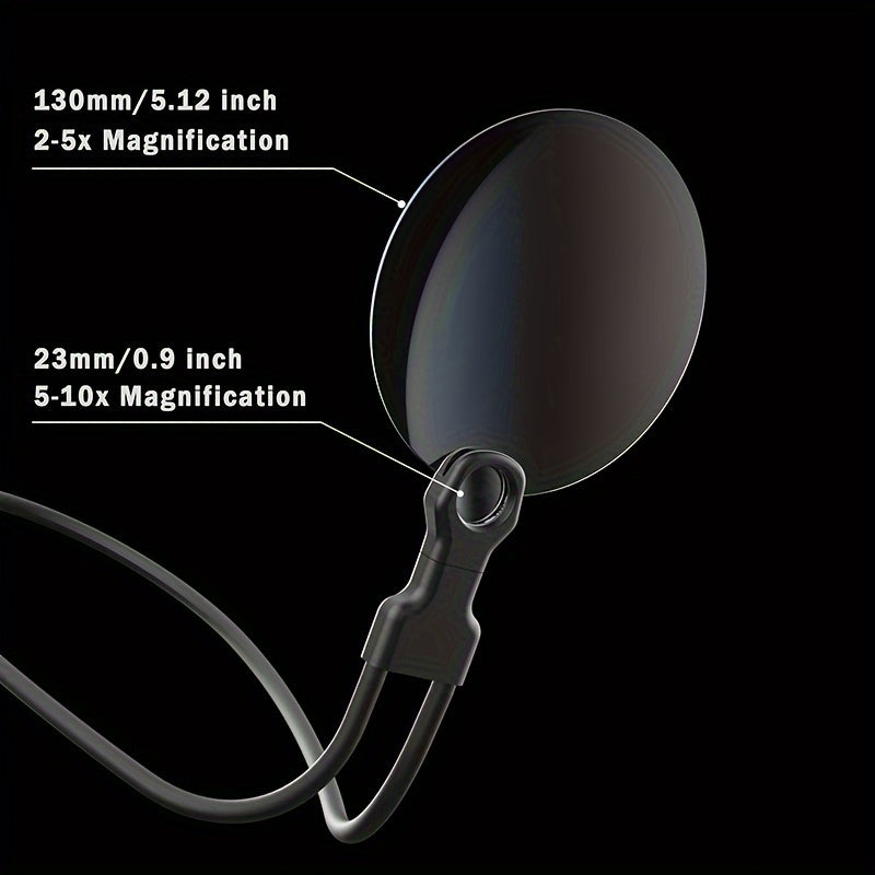 5X Magnification Neckwear Magnifying Glass With Flexible Gooseneck - Ideal For Seniors & Low Vision - Cyprus