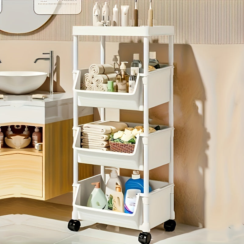 5-Tier Rolling Storage Organiser Cart with Wheels and Hooks - Versatile for Home, Office, Spa, and Salon