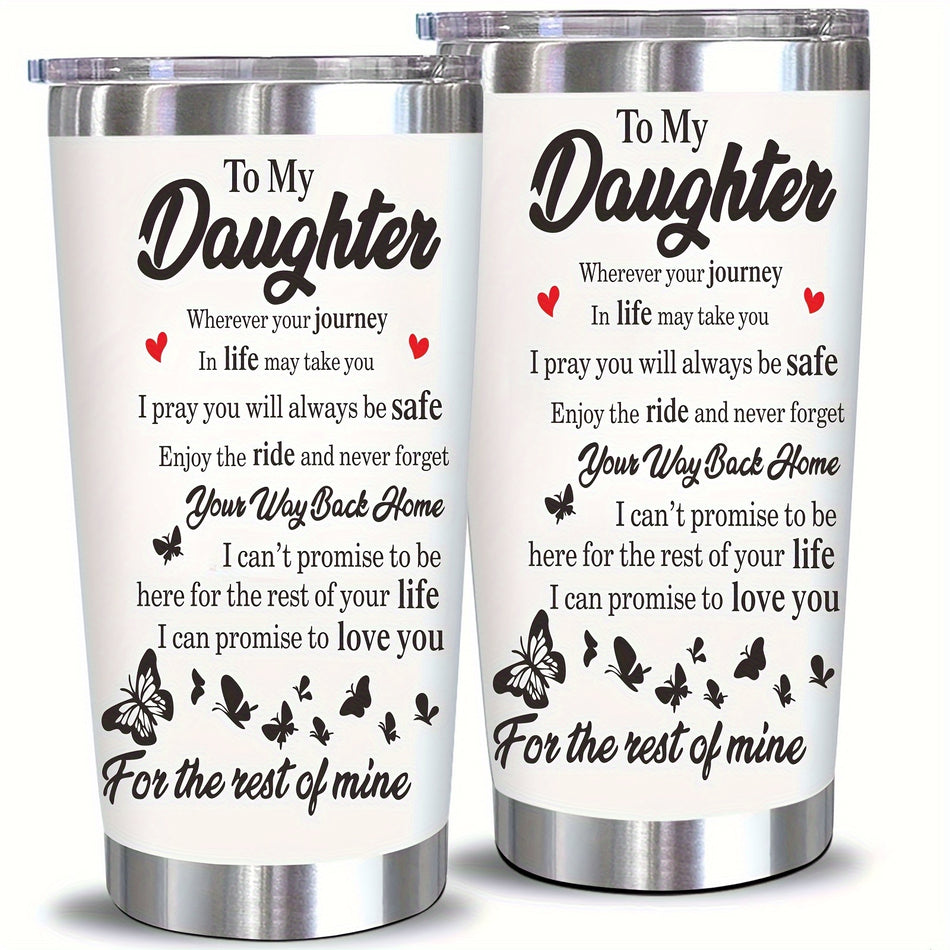 To My Daughter Insulated 20oz Stainless Steel Tumbler with Lid - Cyprus