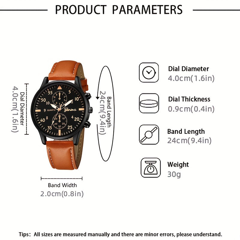 Ανδρικά Casual Brown Quartz Watch & Bracelets Set - Ιδανική επιλογή δώρων - Κύπρος