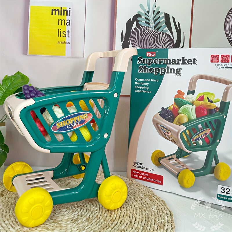 Kids' Play Kitchen Supermarket Trolley Set with Fruits & Vegetables - Cyprus