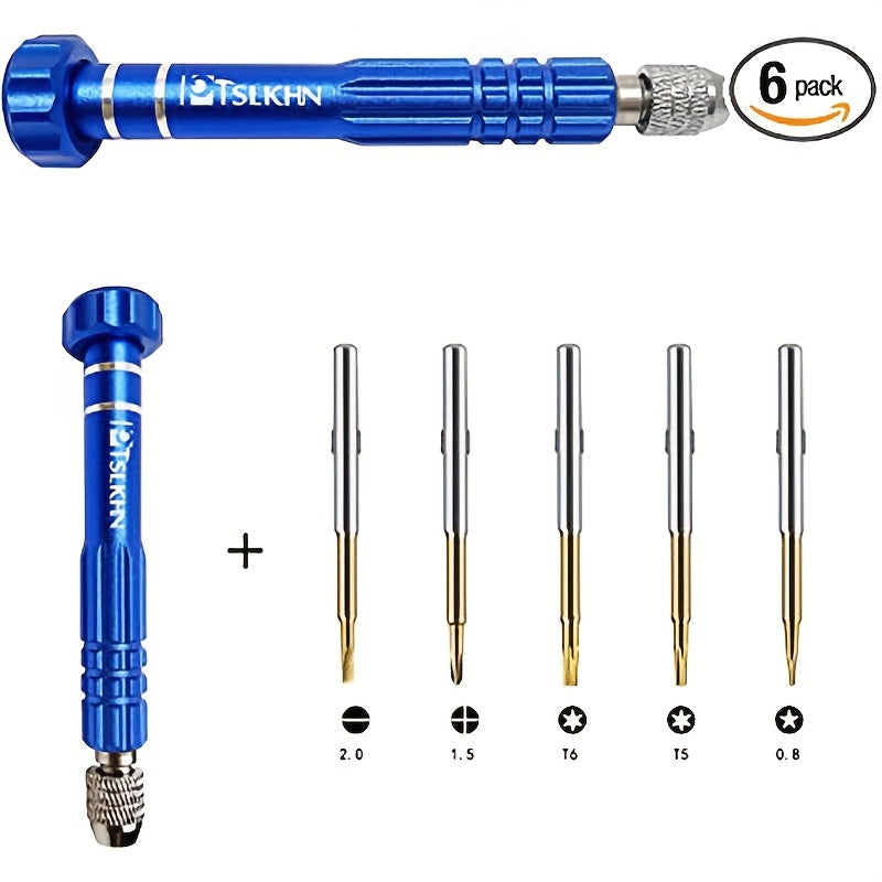 5-in-1 Multifunctional Small Screwdriver Eyeglass Screwdriver Kit - Aluminium Alloy Handle, S2 Steel Bits - Cyprus