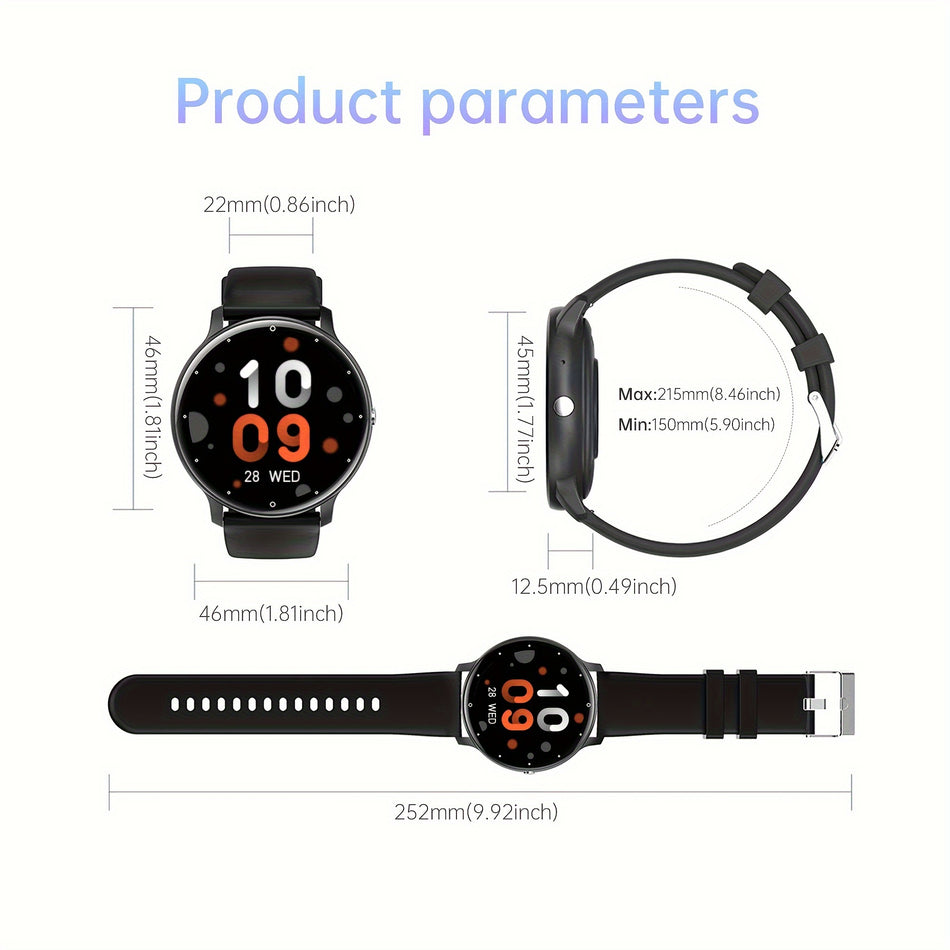 HD 3.25cm Round Smartwatch für iPhone/Android - Call & Text, 100+ Sportmodi, Schrittzähler, Kalorien -Tracker, IP67 wasserdicht - perfektes Geschenk für Paare - Zypern