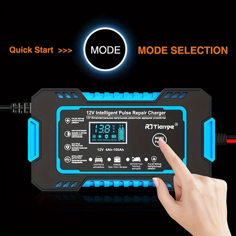 Smart Fast Charge UK Plug Car Battery Charger 12V 6A Pulse Repair LCD Display - Cyprus