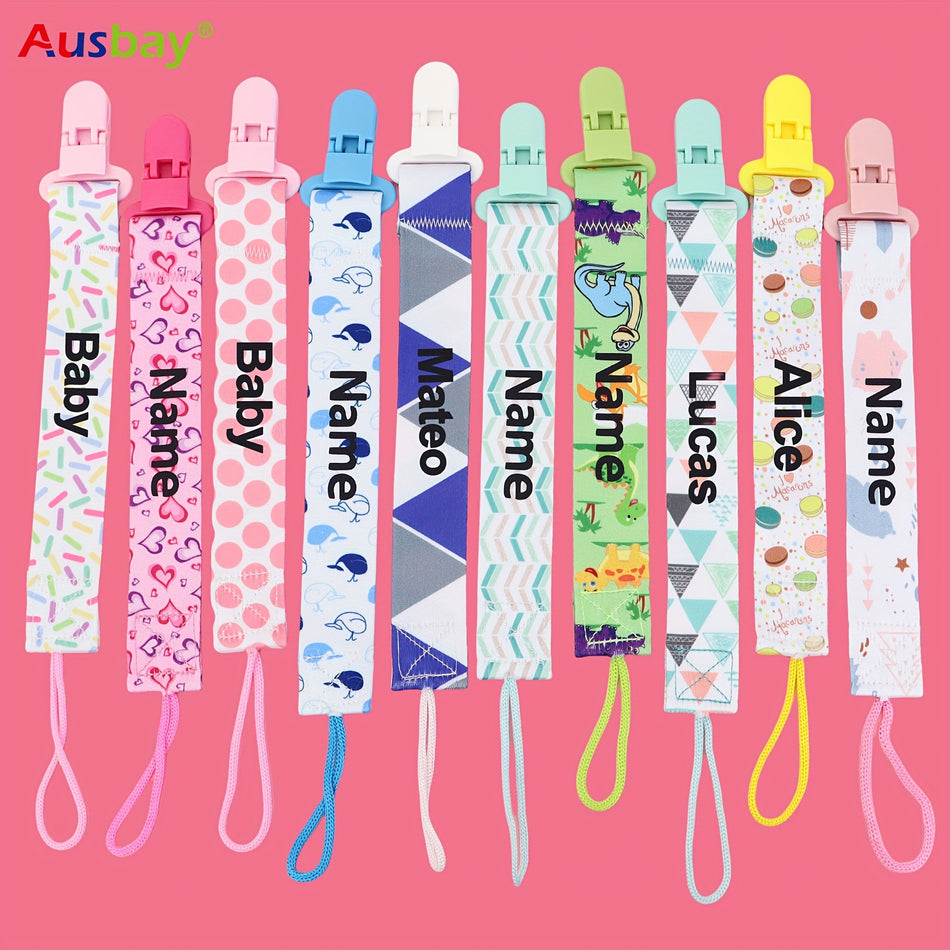 Personalised Baby Pacifier Clips with Cute Custom Designs - Universal Fit Soothing Holders for 0-3 Years Old - Ideal for Halloween, Baptisms, Thanksgiving & Christmas Gifts by Ausbay