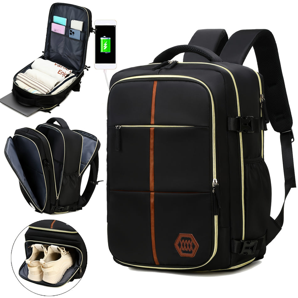 Men's Large Capacity Waterproof Backpack with Shoe Grid & USB Port - Great for Outdoor & Business Trips - Cyprus