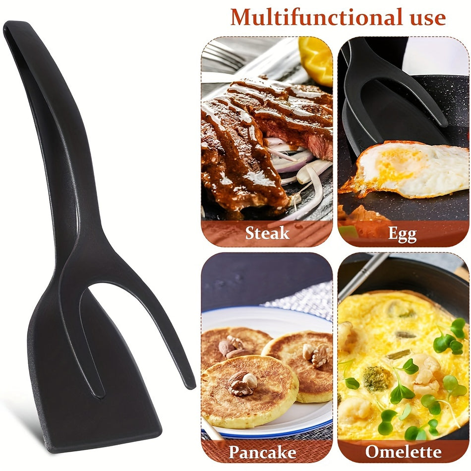 Nylon 2-in-1 Grip and Flip Spatula Tongs for Easy Cooking