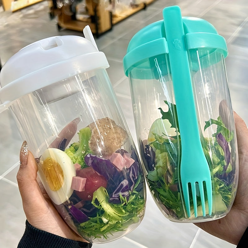 Portable Salad Cup with Spoon and Fork Lids - Healthy Meal Container - Cyprus