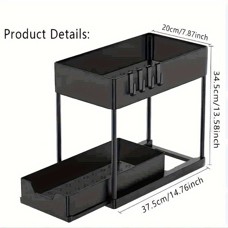 Pull Out Under Sink Storage Rack - Plastic Layered Cabinet Organizer - Cyprus