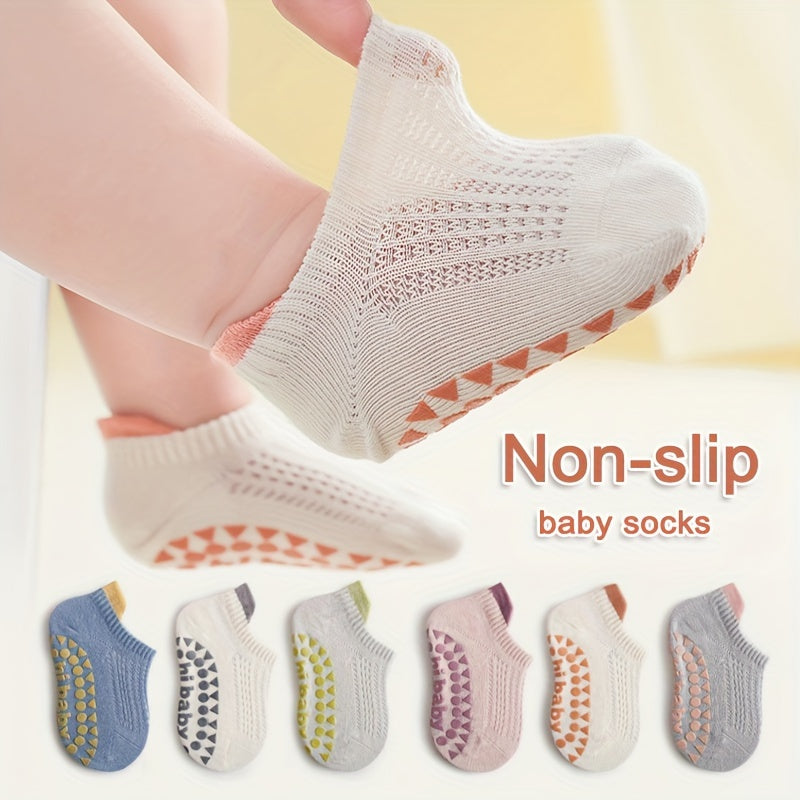 3 Pairs Of Kid's Cotton Blend Thin Low-cut Socks, Comfy Breathable Non-slip Floor Socks For Daily Wearing