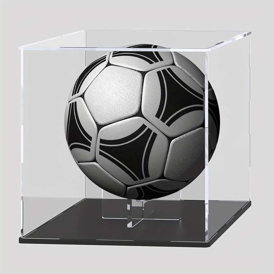 Premium Acrylic Football Display Case with Vertical Plate Stand - Cyprus