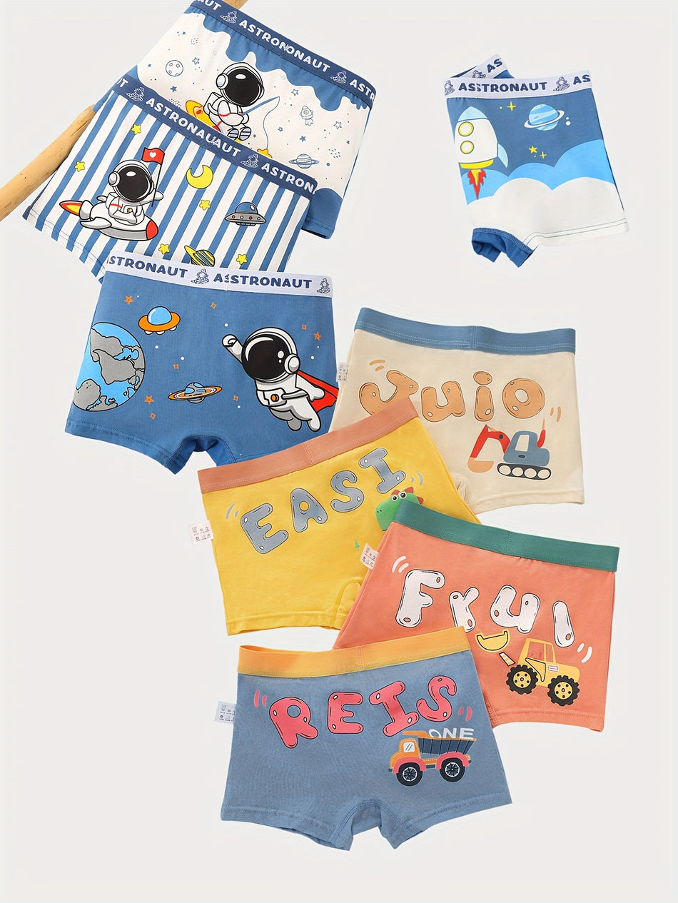 8pcs Toddler Boys Underwear Soft Breathable Cartoon Random Pattern Comfy Boxers Briefs