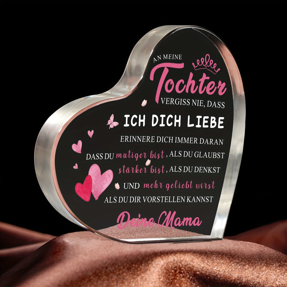 Heart-Shaped Acrylic Inspirational Love Message from Mom to Daughter - Cyprus