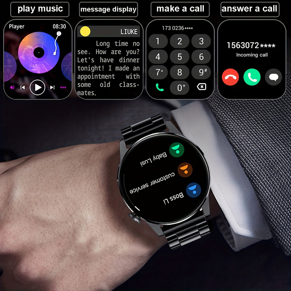 Stainless Steel Strap Smart Watch - Call, Message Reminder, Music Player - iPhone/Android - Cyprus