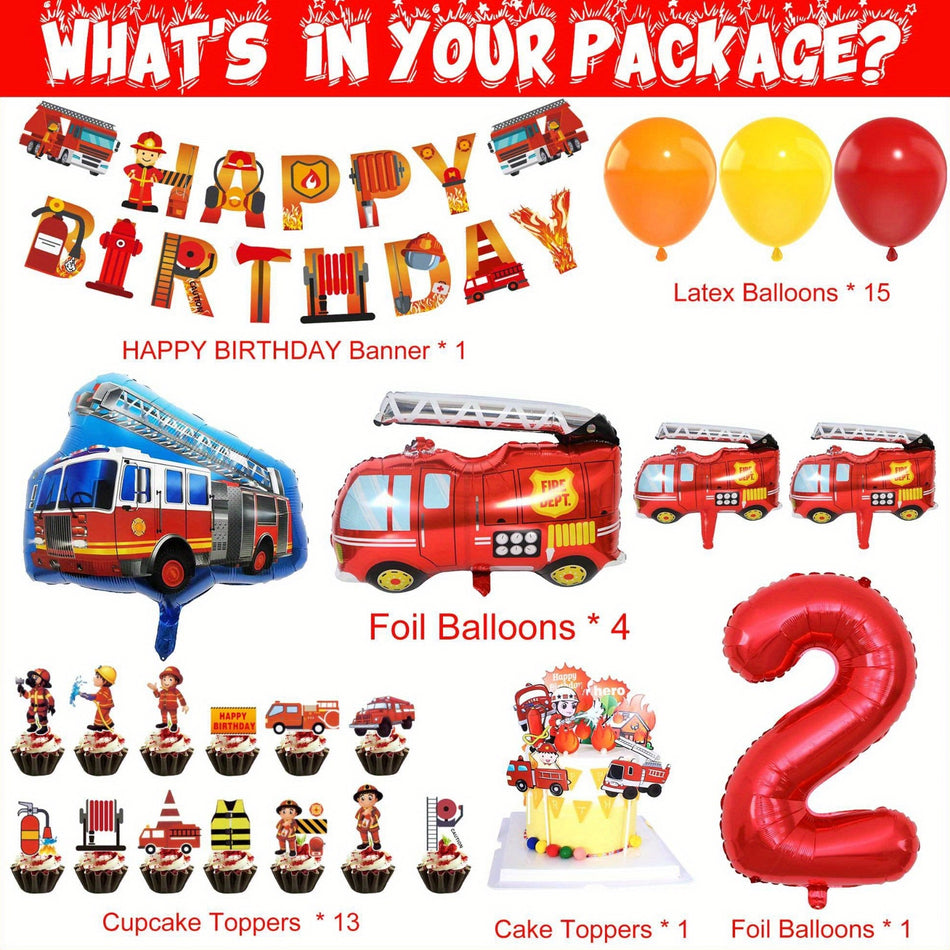 Fire Truck Themed Party Supplies Set - Vibrant Decor for Ages 14+ - Cyprus