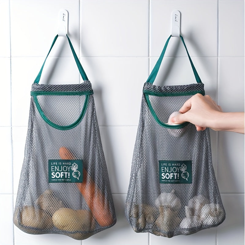 Breathable Mesh Storage Bag with Handle for Organising Fruits and Vegetables