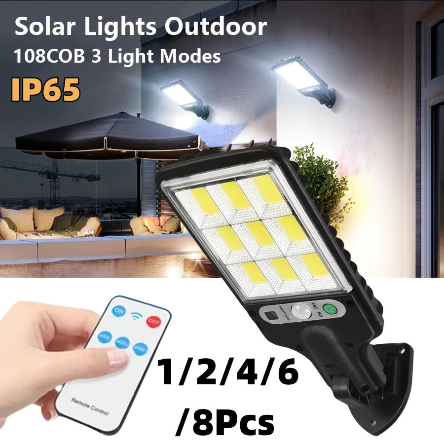 108COB Solar-Powered Sensor Wall Light with Remote Control and Motion Detection