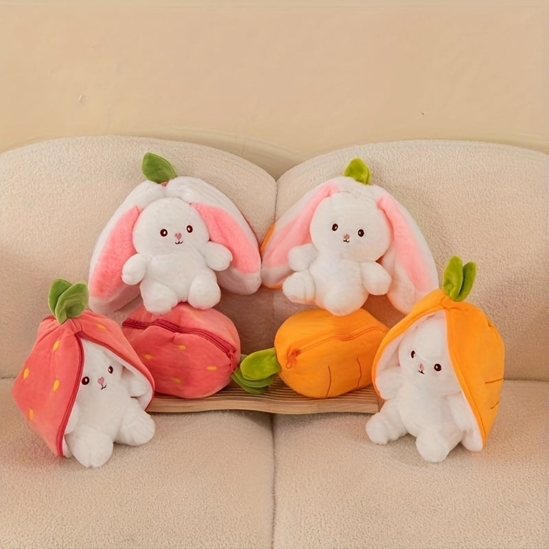 Toys en peluche de lapin de fraises et de carottes transformables - poupées de lapin mignonnes pour les enfants