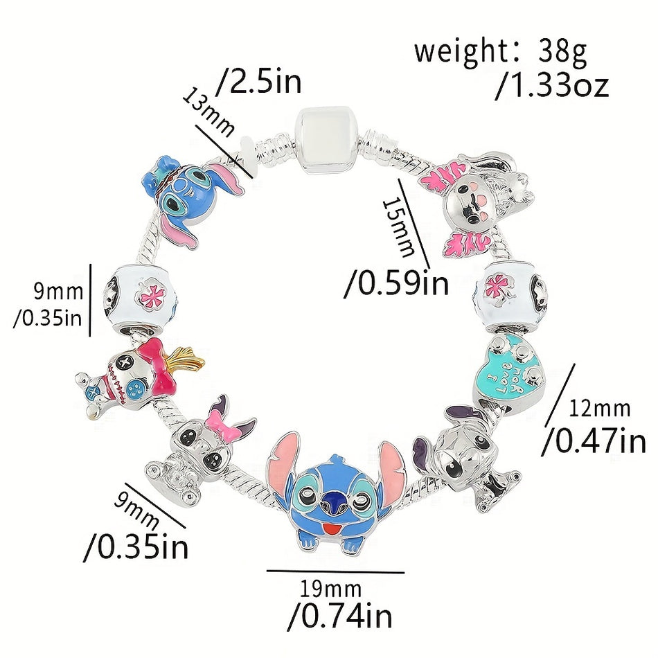 [Authorized]1pc 17/19/21cm  Stitch Hand Jewelry, Cartoon Lilo & Stitch Inspired Beaded Bracelet, Jewelry Gifts For Girls