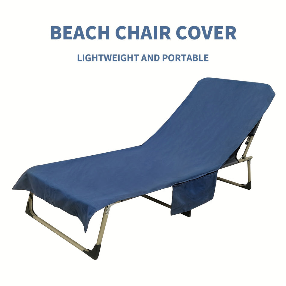 HiTurbo Quick-Dry Beach Chair Cover with Side Pockets