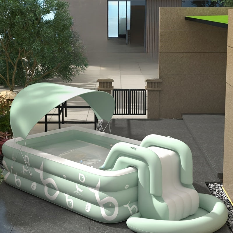 Ultimate Family Fun Inflatable Pool with Slide & Sunshade - Cyprus