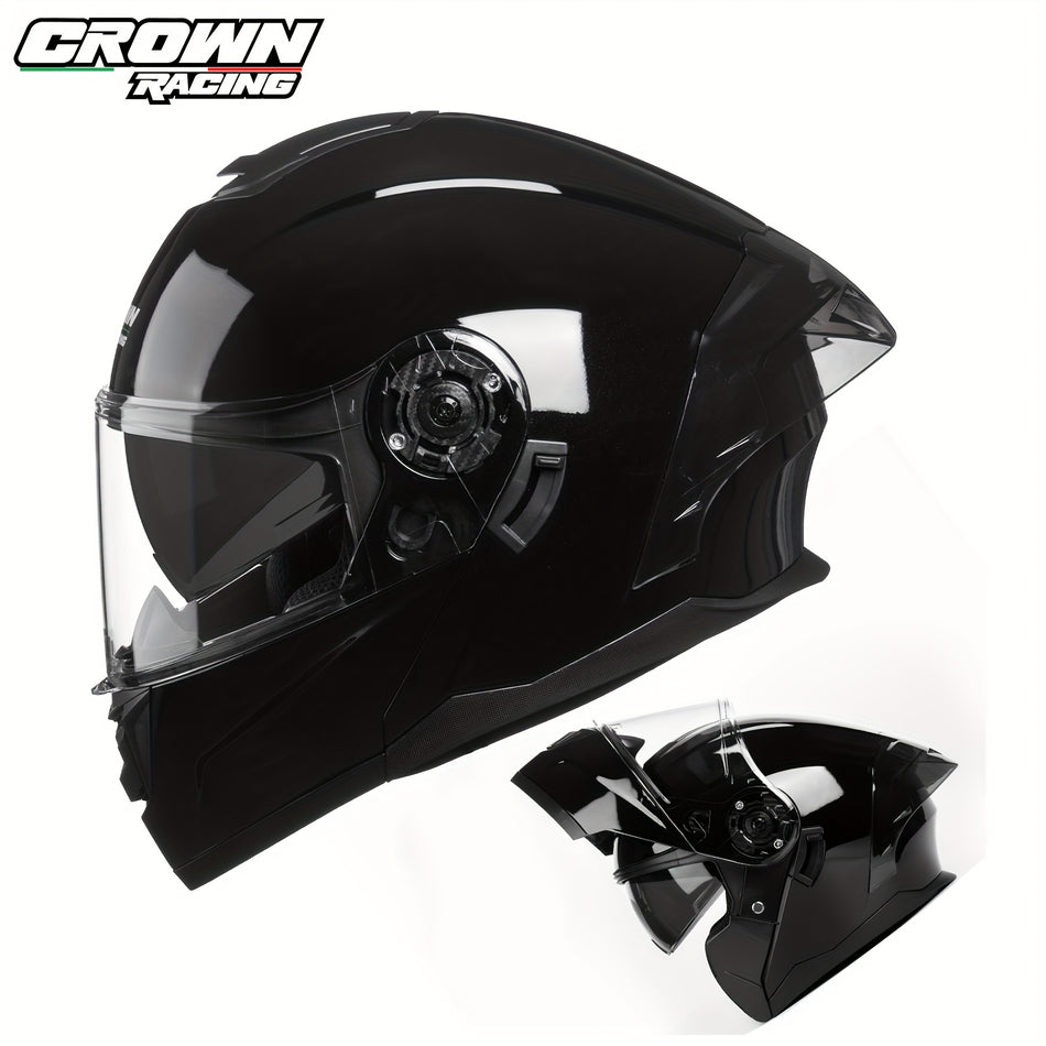 crownracing Motorcycle Dual Visor Flip Up Modular Helmet - Style & Safety on the Road - Cyprus