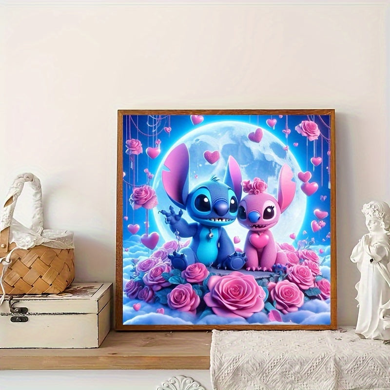 Stitch and Partner in Moonlight Roses DIY Diamond Painting Kit - Cartoon Lovers - UME - Cyprus 🌹