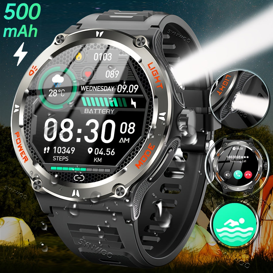 Synwoo Ultra Ισχυρό φακό Smart Watch - Αδιάβροχο, 500mAh, ασύρματη κλήση, 100+ αθλητικές λειτουργίες Fitness Tracker ρολόγια για iPhone Android - Κύπρο