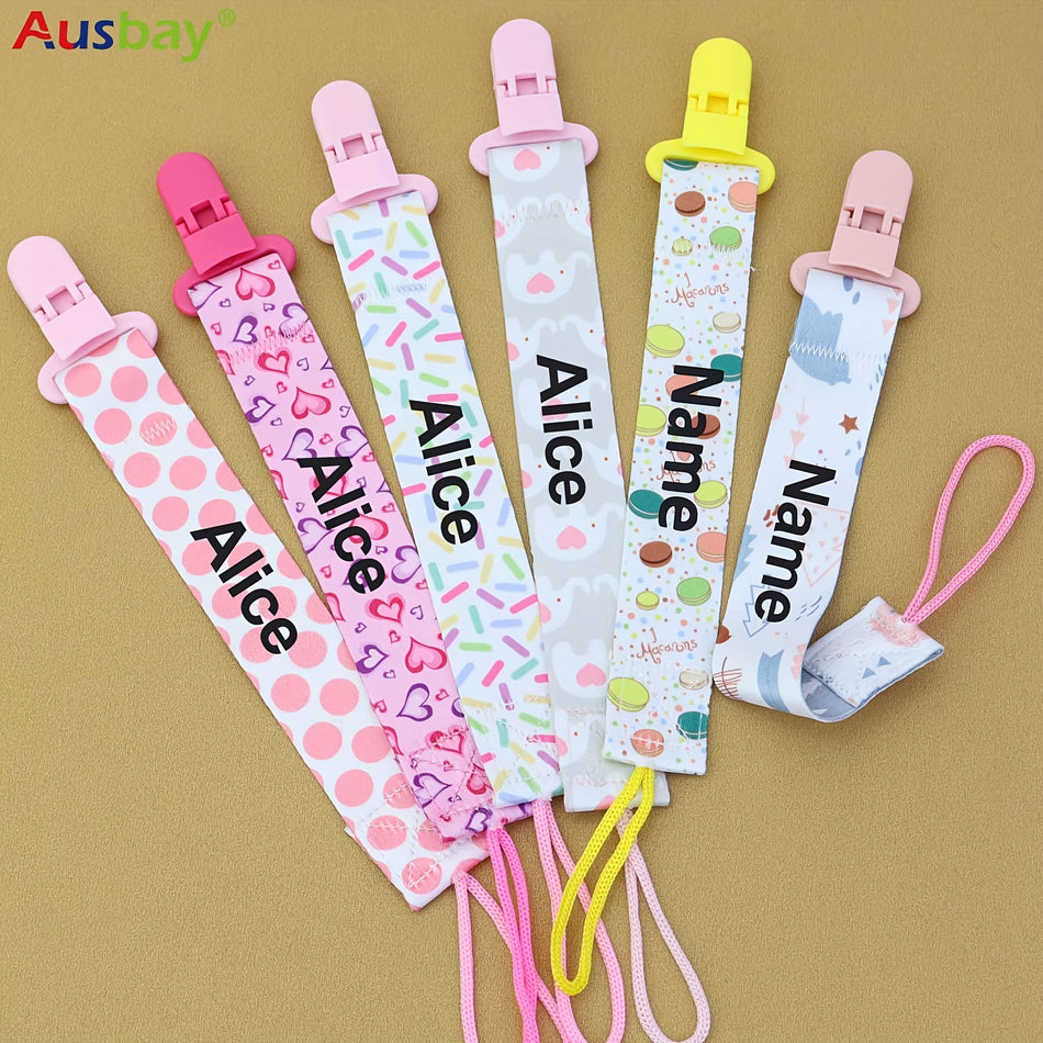 Ausbay Customized Pacifier Clip Set - Personalized Name Pacifier Holder for Boys and Girls