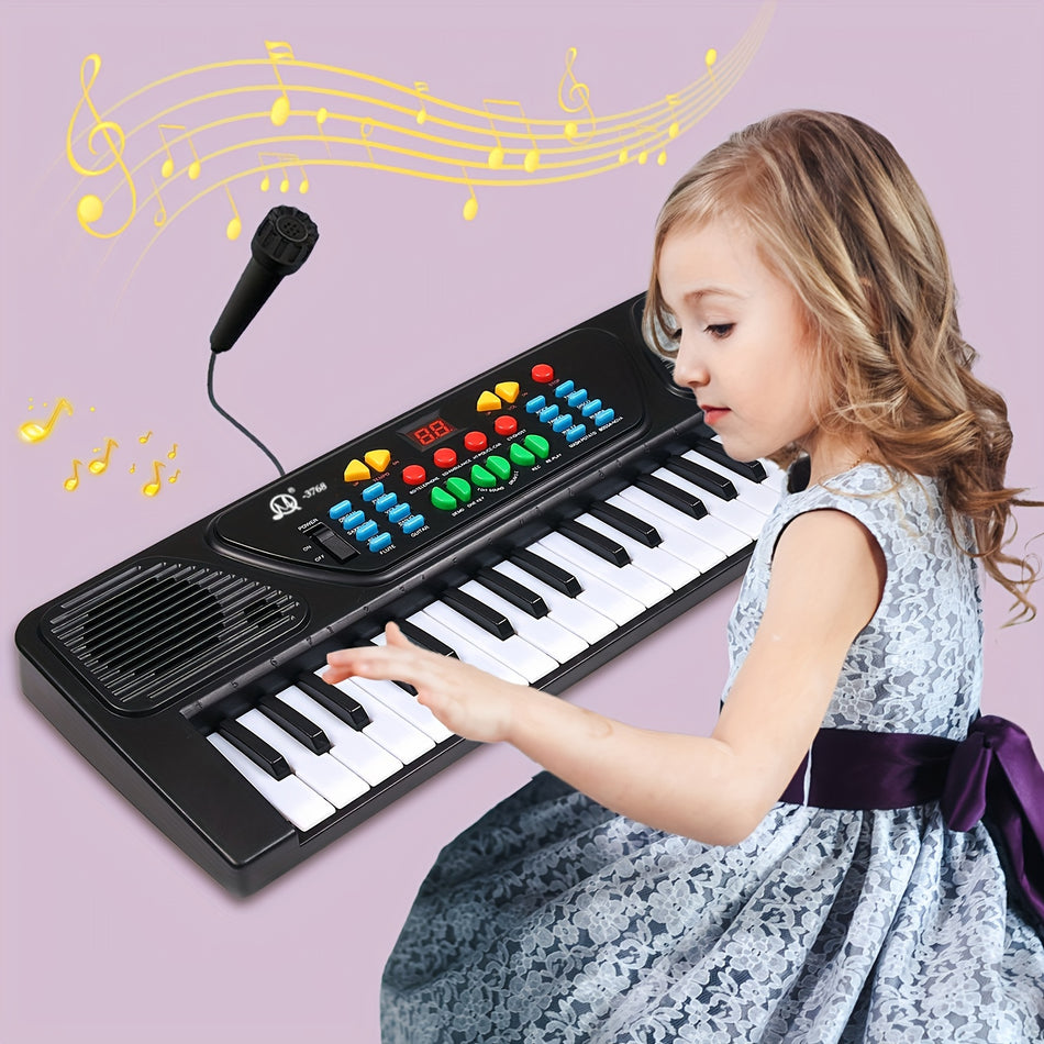 37 Keys Portable Electronic Piano Keyboard with Microphone for Kids