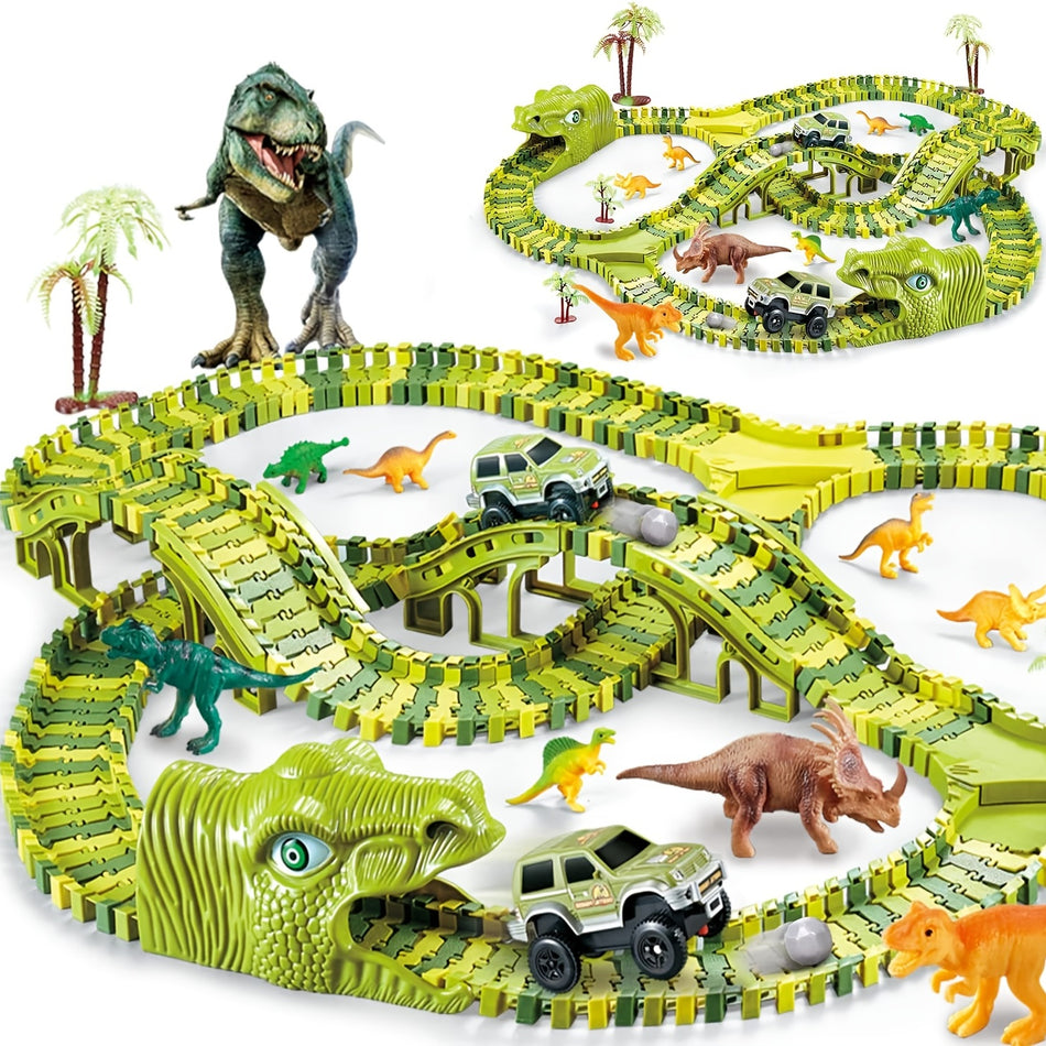 Dinosaur Toys Race Car Track Set - Create A Dinosaur World Road Race - 120/240pcs - Cyprus